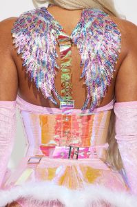 Feel The Bass Rave Angel 5 Piece Costume Set - Pink/combo sold by Fashion Nova