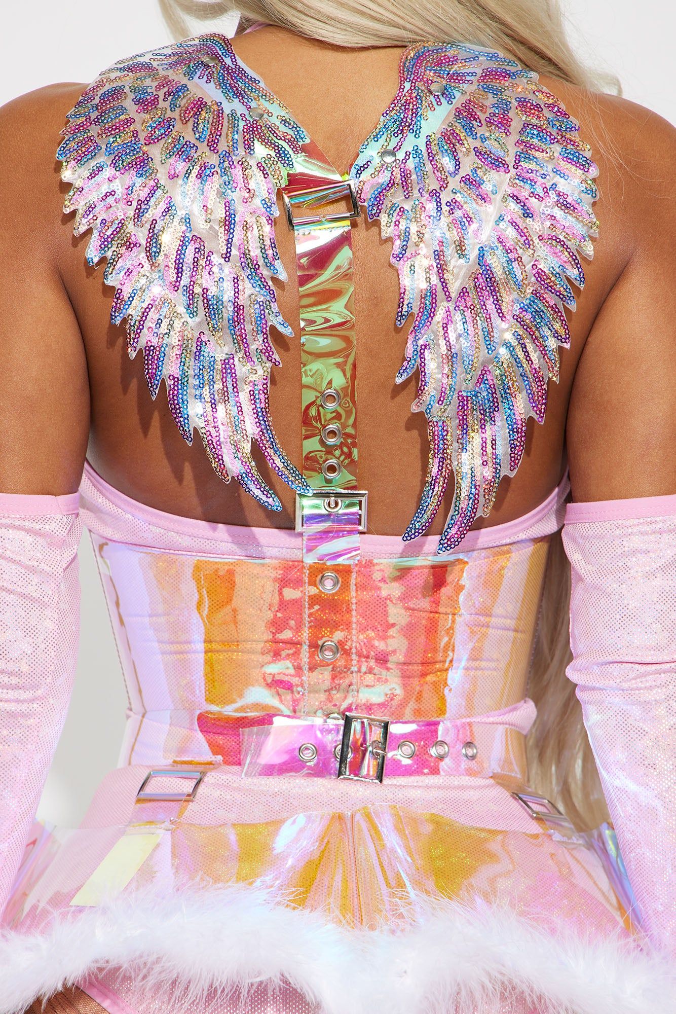 Feel The Bass Rave Angel 5 Piece Costume Set - Pink/combo sold by Fashion Nova product image thumbnail 4