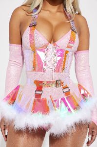 Feel The Bass Rave Angel 5 Piece Costume Set - Pink/combo sold by Fashion Nova
