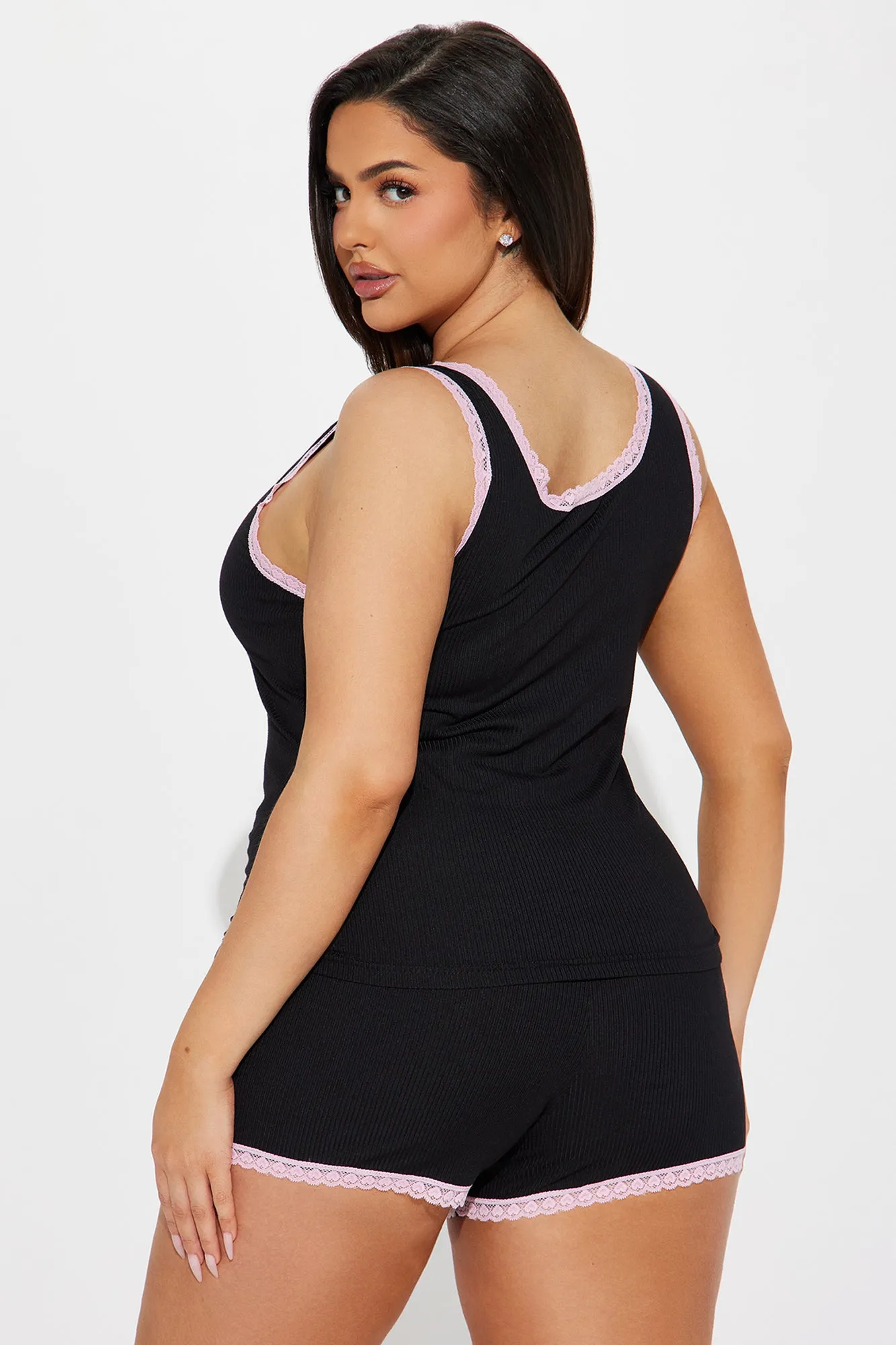 Nap Time Ribbed PJ Short Set - Black/Pink sold by Fashion Nova product image thumbnail 5