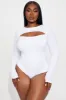 Eli Cut Out Long Sleeve Bodysuit - White sold by Fashion Nova