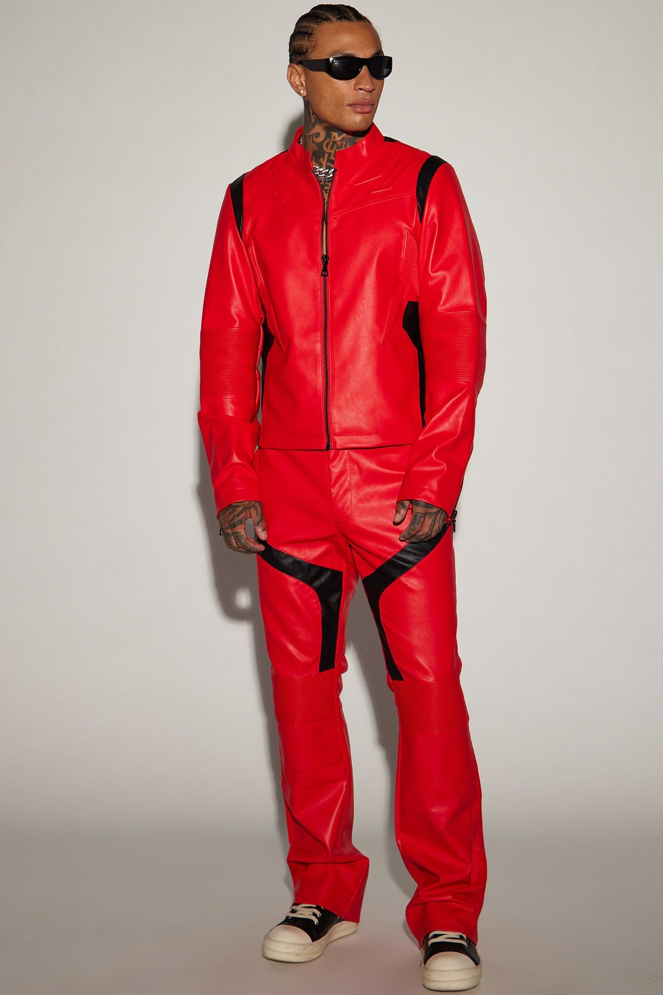 Dakota Faux Leather Moto Jacket - Red/combo sold by Fashion Nova product image thumbnail 2