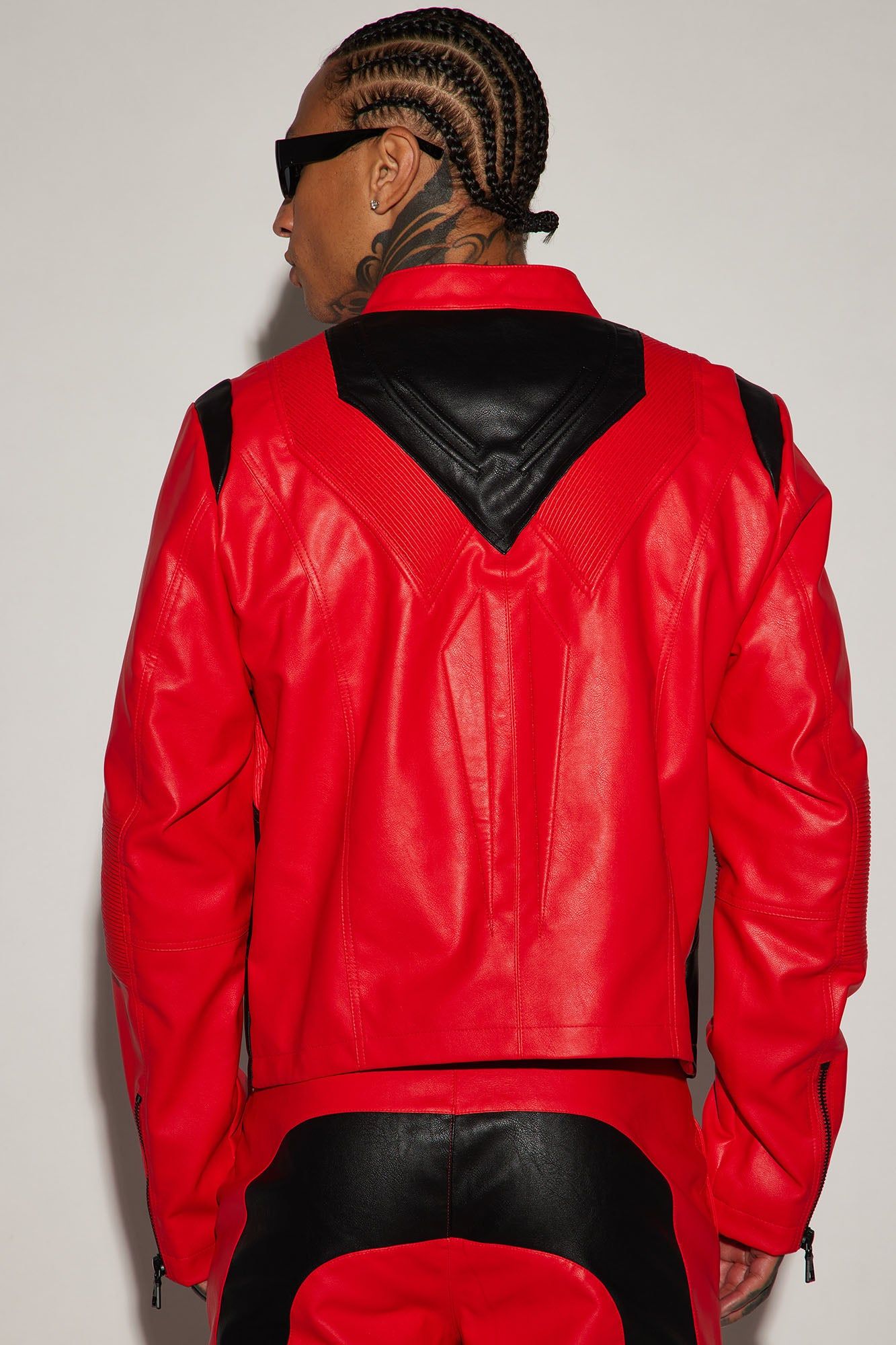Dakota Faux Leather Moto Jacket - Red/combo sold by Fashion Nova product image thumbnail 4