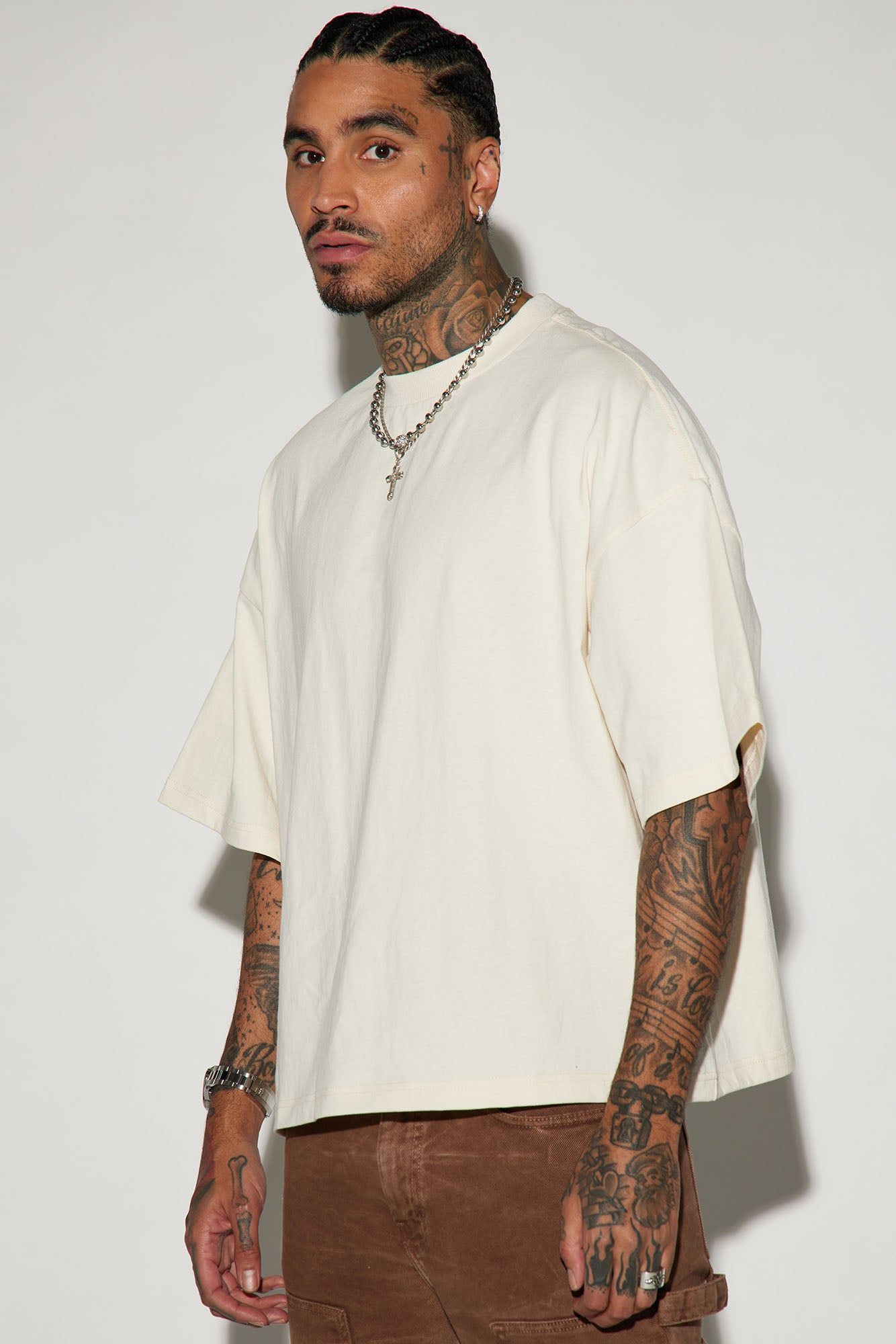 Boxy Cropped Heavyweight Short Sleeve Tee - Cream sold by Fashion Nova