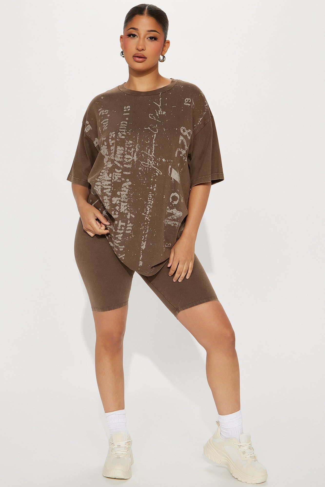 Word Of Advise Biker Short Set - Chocolate sold by Fashion Nova