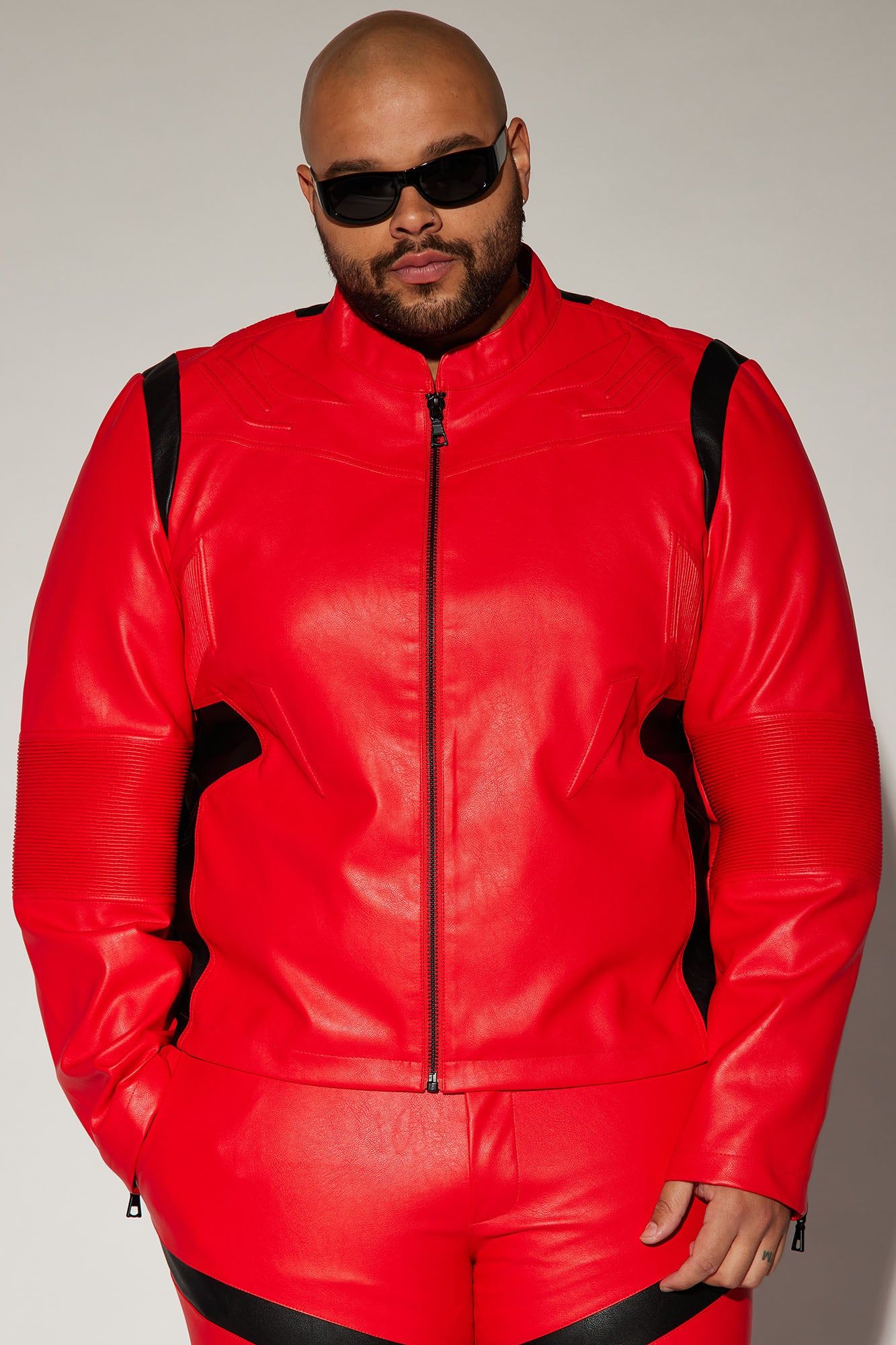 Dakota Faux Leather Moto Jacket - Red/combo sold by Fashion Nova product image thumbnail 5