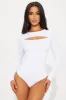 Eli Cut Out Long Sleeve Bodysuit - White sold by Fashion Nova