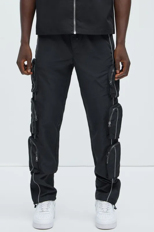 I Got You Cargo Pockets Nylon Pants - Black sold by Fashion Nova