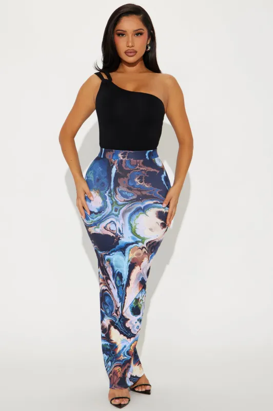 Once More Maxi Skirt - Blue/combo sold by Fashion Nova