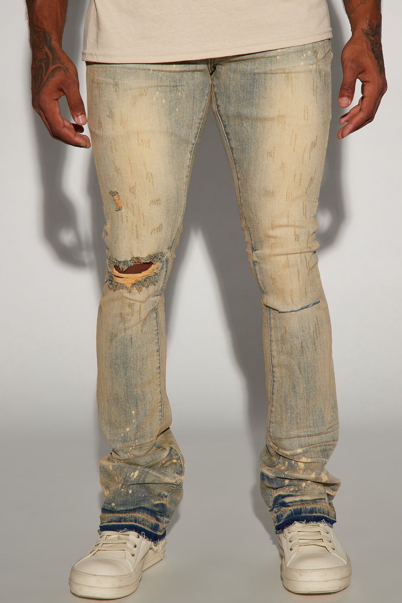 Walk With It Stacked Skinny Flare Jeans - Medium Wash sold by Fashion Nova