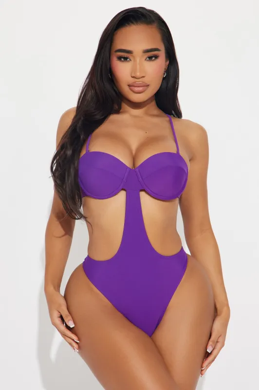Tyra Cut Out 1 Piece Swimsuit  - Purple sold by Fashion Nova