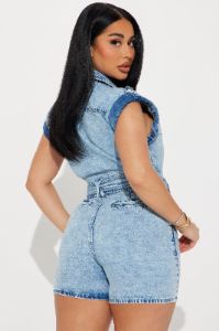 Hazy Living Denim Romper - Light Wash sold by Fashion Nova