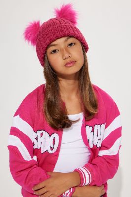 Mini Double Pom Pom Beanie - Hot Pink sold by Fashion Nova