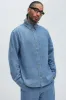 Water Brush Denim Shirt - Light Blue sold by Fashion Nova