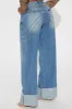 Feeling The Pressure Cuffed Straight Leg Jeans - Medium Wash sold by Fashion Nova