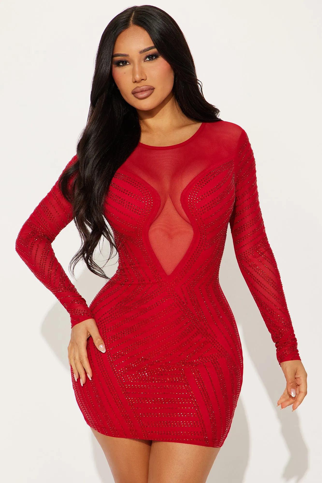 Lorelai Mesh Micro Mini Dress - Red sold by Fashion Nova