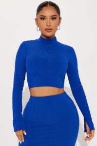 Modern Day Chic Ribbed Skirt Set - Blue sold by Fashion Nova