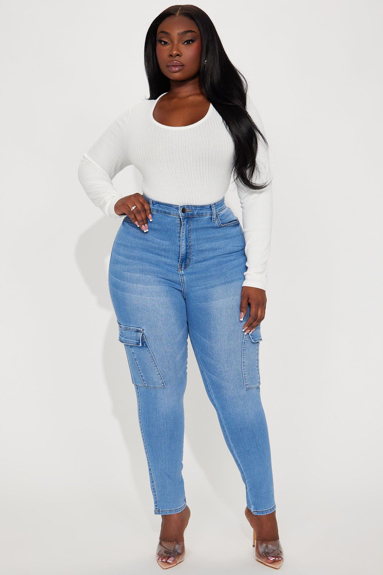 On The Roster Stretch Cargo Jean - Medium Wash sold by Fashion Nova product image thumbnail 5