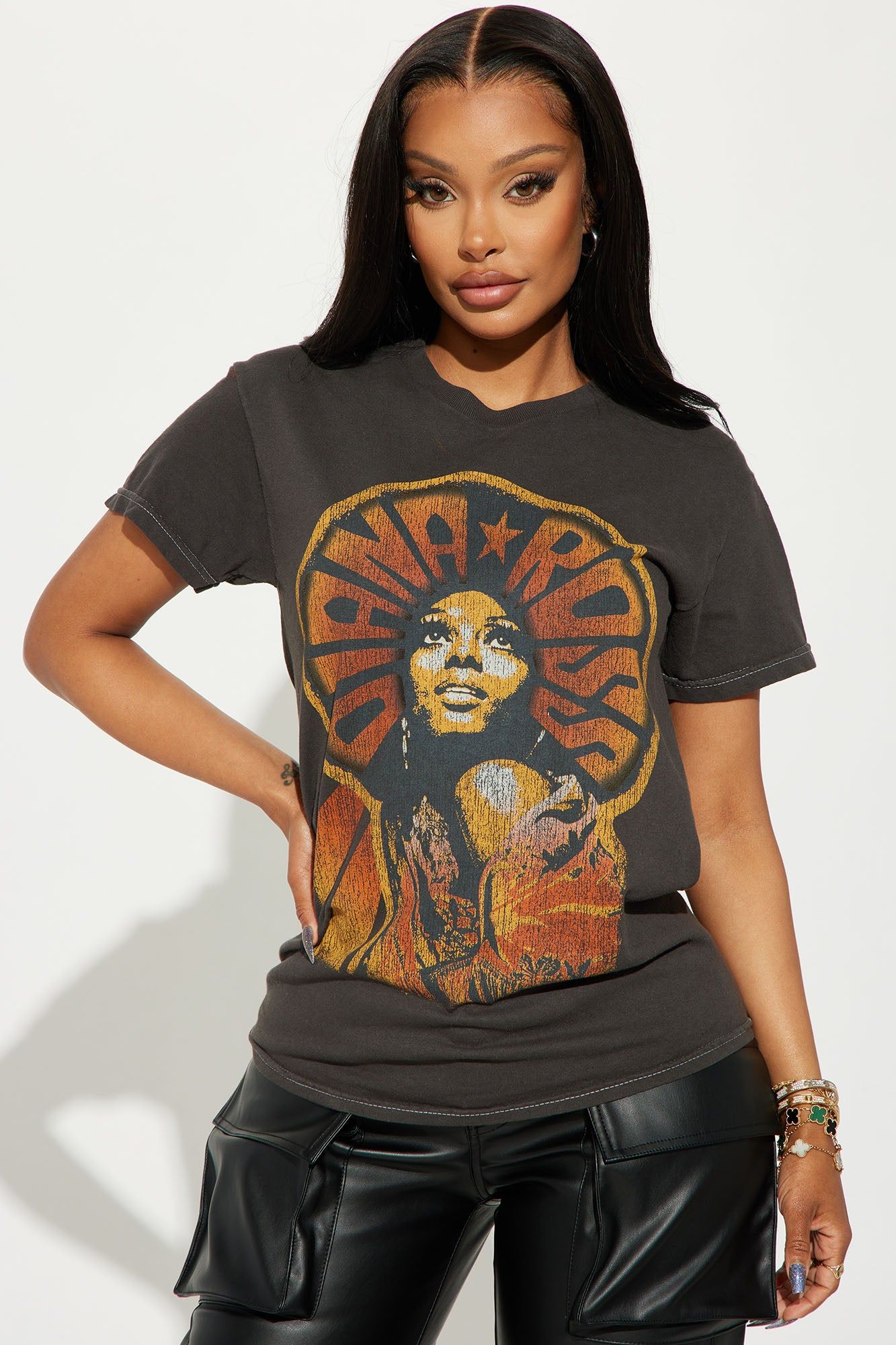 Diana Ross Washed Tshirt - Black Wash sold by Fashion Nova