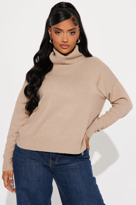 Snow Day Turtleneck Sweater - Taupe sold by Fashion Nova