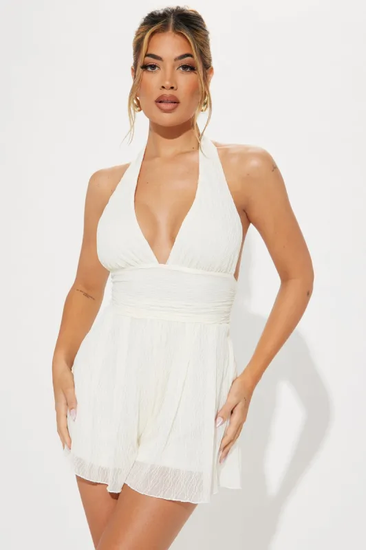 Take Me There Romper - White sold by Fashion Nova