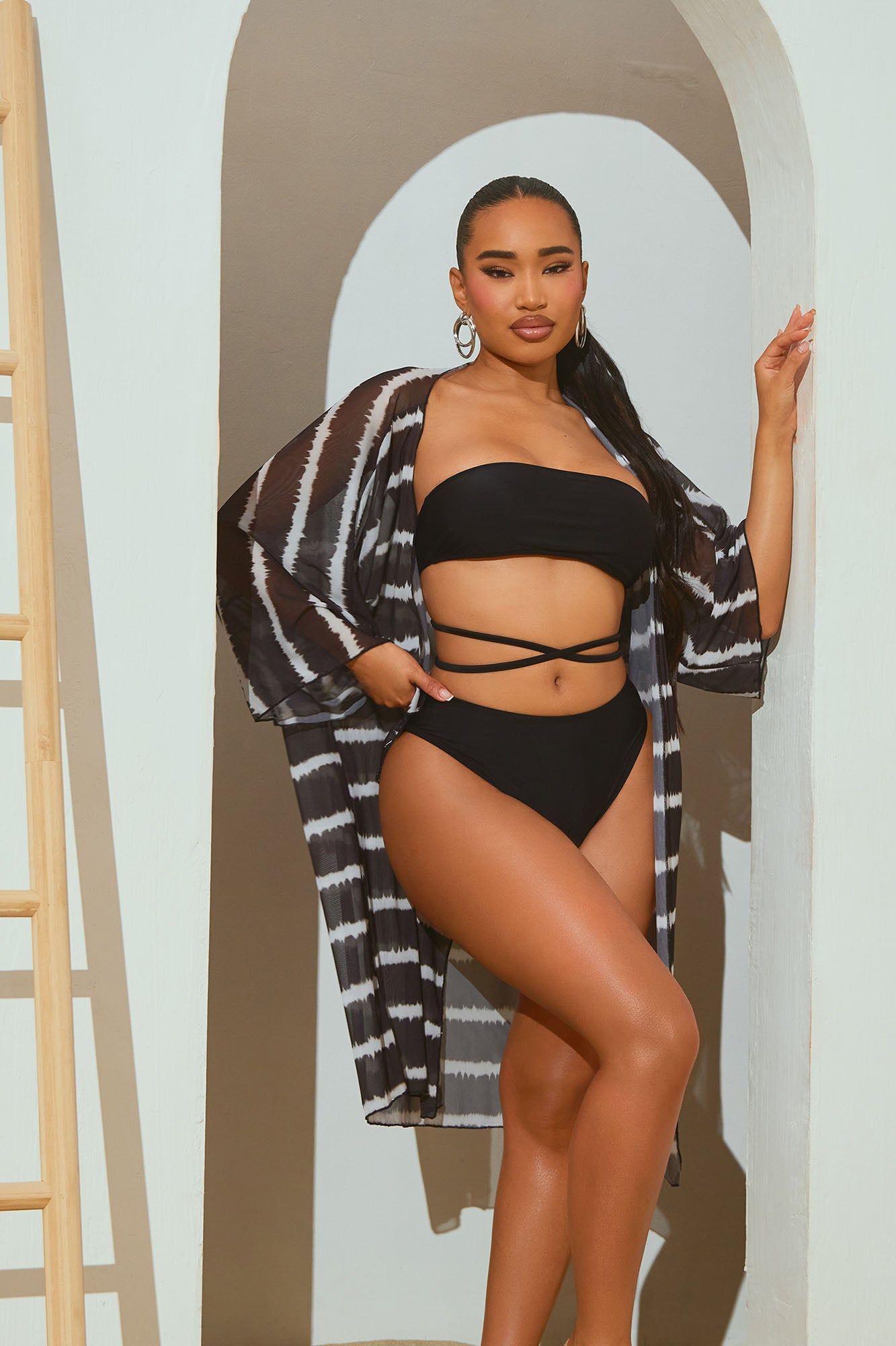 Reyna 3 Piece Bikini Set - Black/combo sold by Fashion Nova