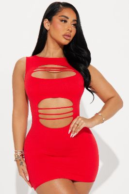 Can't Commit Dress Bodystocking - Red sold by Fashion Nova