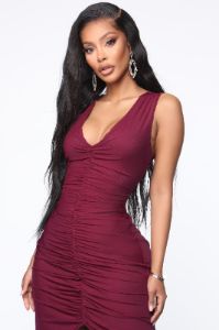 Don't Ruche Me Mesh Maxi Dress - Burgundy sold by Fashion Nova