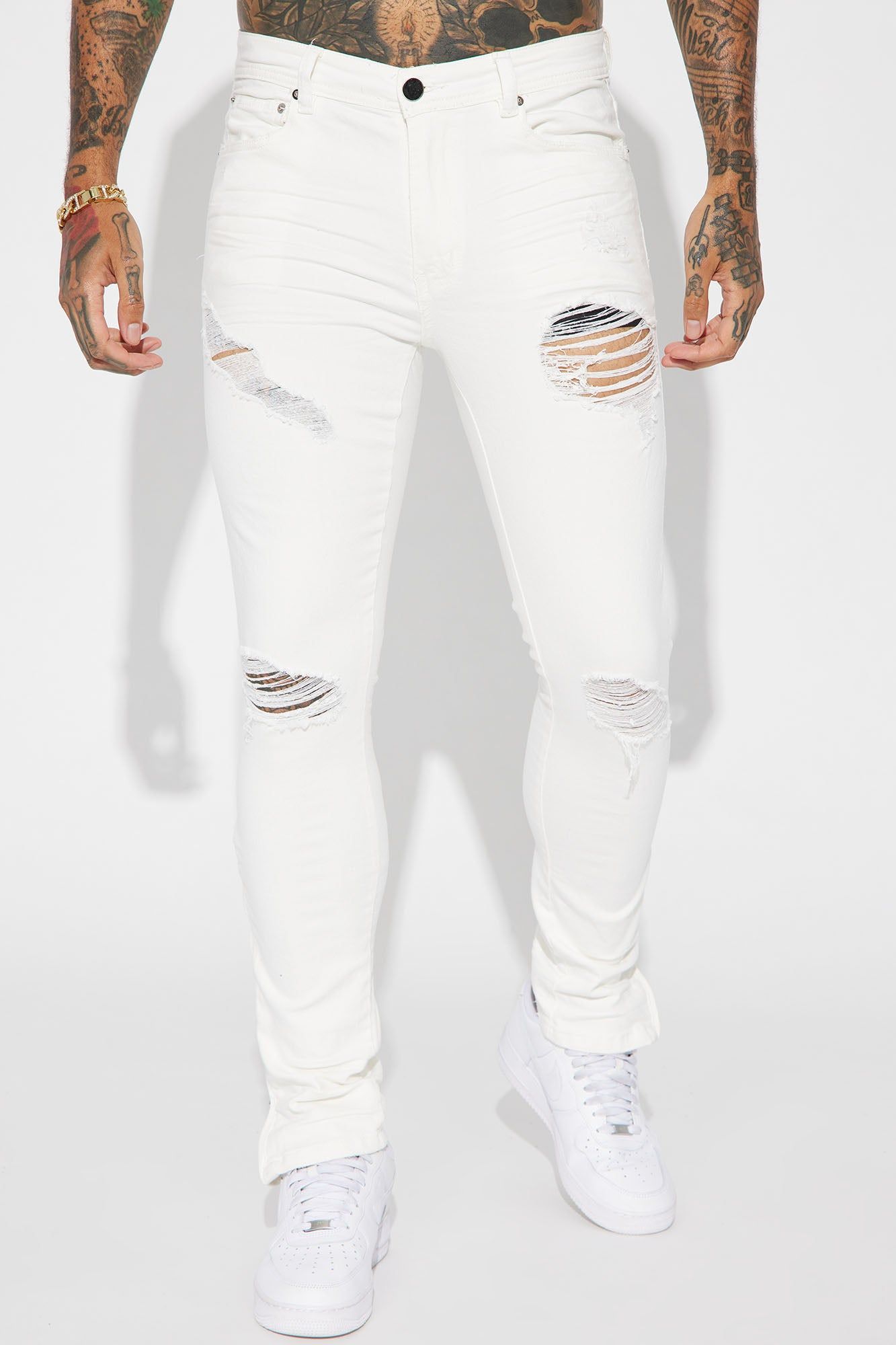 Pull Up Stacked Skinny Jeans - White sold by Fashion Nova product image thumbnail 5