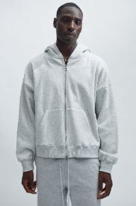 Tyson Oversized Heavyweight Zip Up - Heather Grey sold by Fashion Nova