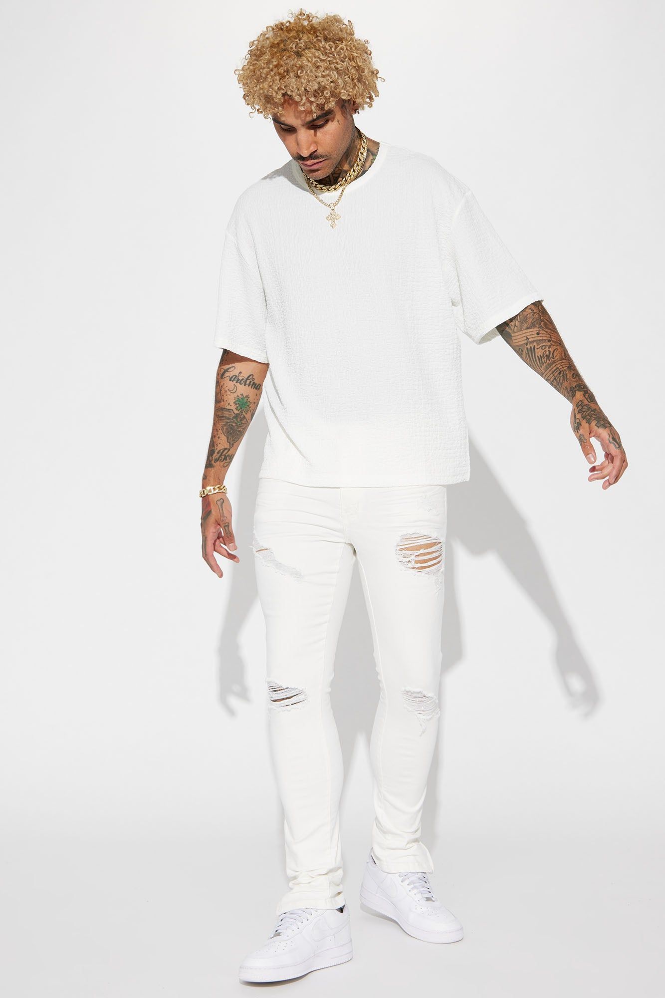 Pull Up Stacked Skinny Jeans - White sold by Fashion Nova product image thumbnail 3