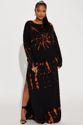 Sandra Sweater Maxi Dress - Black/Orange sold by Fashion Nova