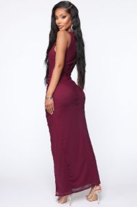 Don't Ruche Me Mesh Maxi Dress - Burgundy sold by Fashion Nova