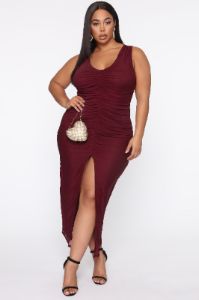Don't Ruche Me Mesh Maxi Dress - Burgundy sold by Fashion Nova