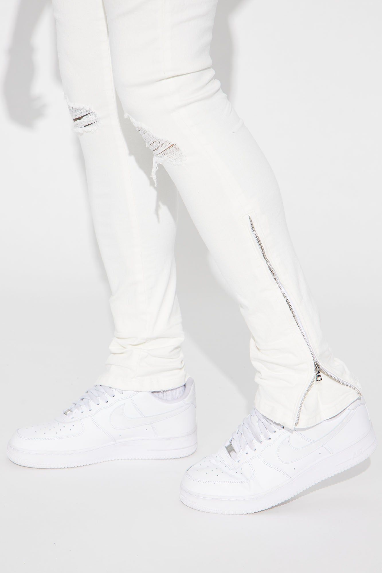 Pull Up Stacked Skinny Jeans - White sold by Fashion Nova product image thumbnail 4