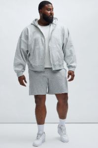 Tyson Oversized Heavyweight Zip Up - Heather Grey sold by Fashion Nova