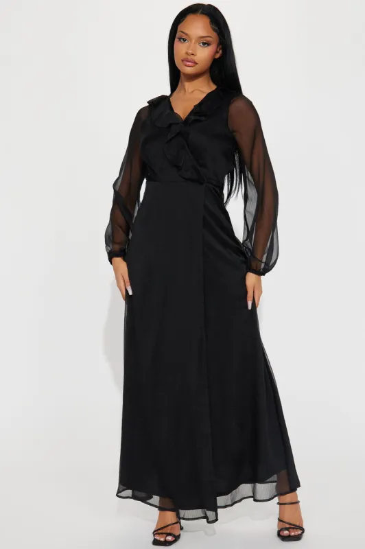 Mariana Ruffle Maxi Dress - Black sold by Fashion Nova