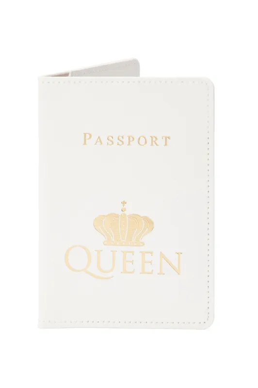 Traveling Queen Passport Holder - White/Gold sold by Fashion Nova