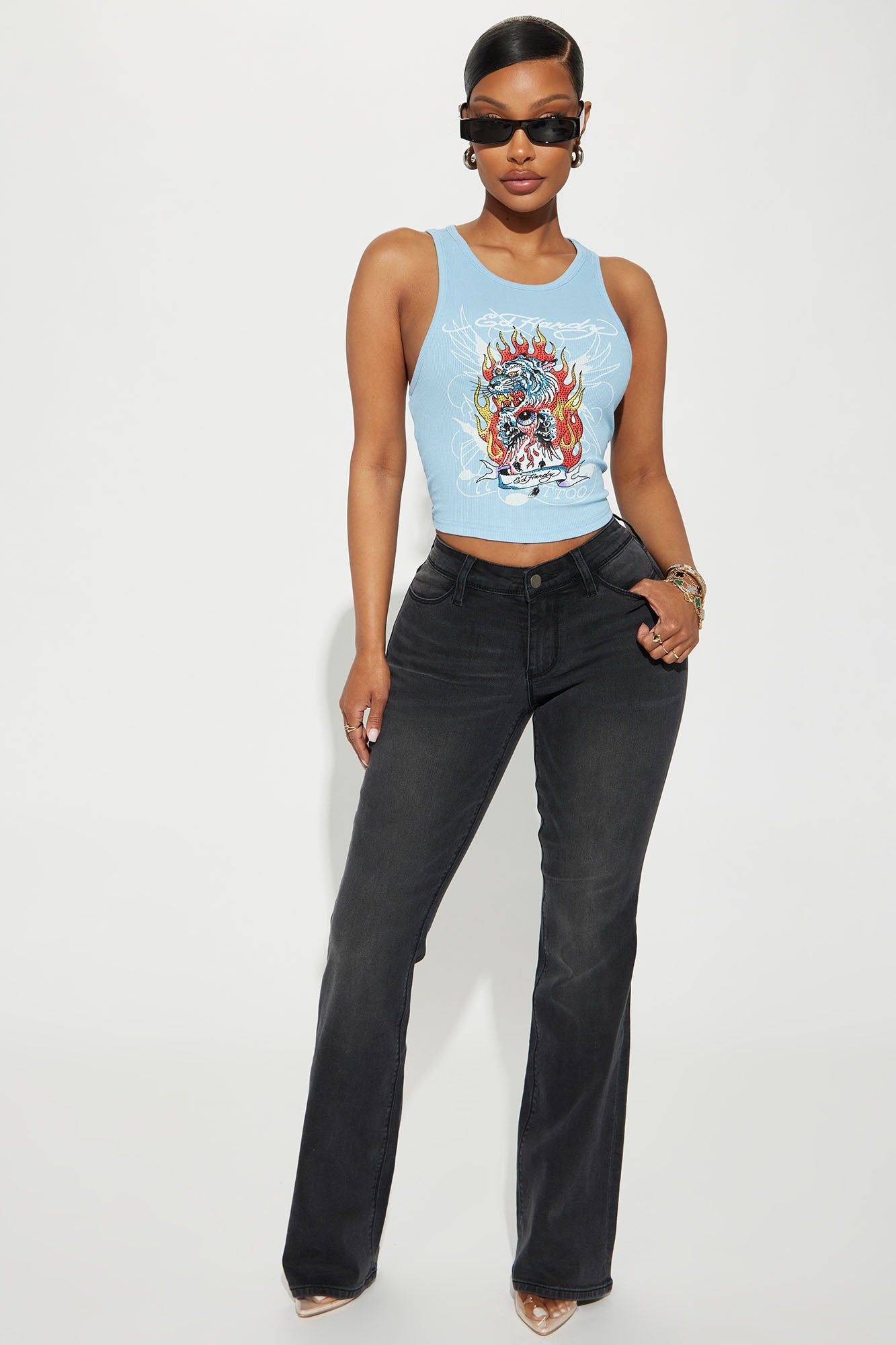 Ed Hardy Tiger Flame Tank Top - Blue sold by Fashion Nova product image thumbnail 2