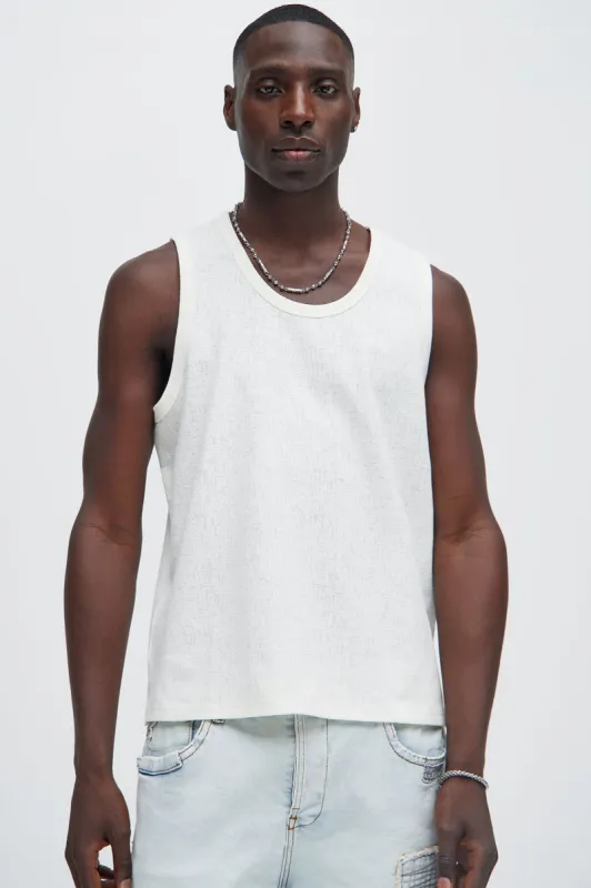 Duval Textured Relaxed Tank - Off White sold by Fashion Nova