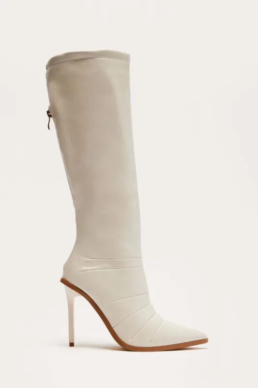 Justine Knee High Boots - Ivory sold by Fashion Nova