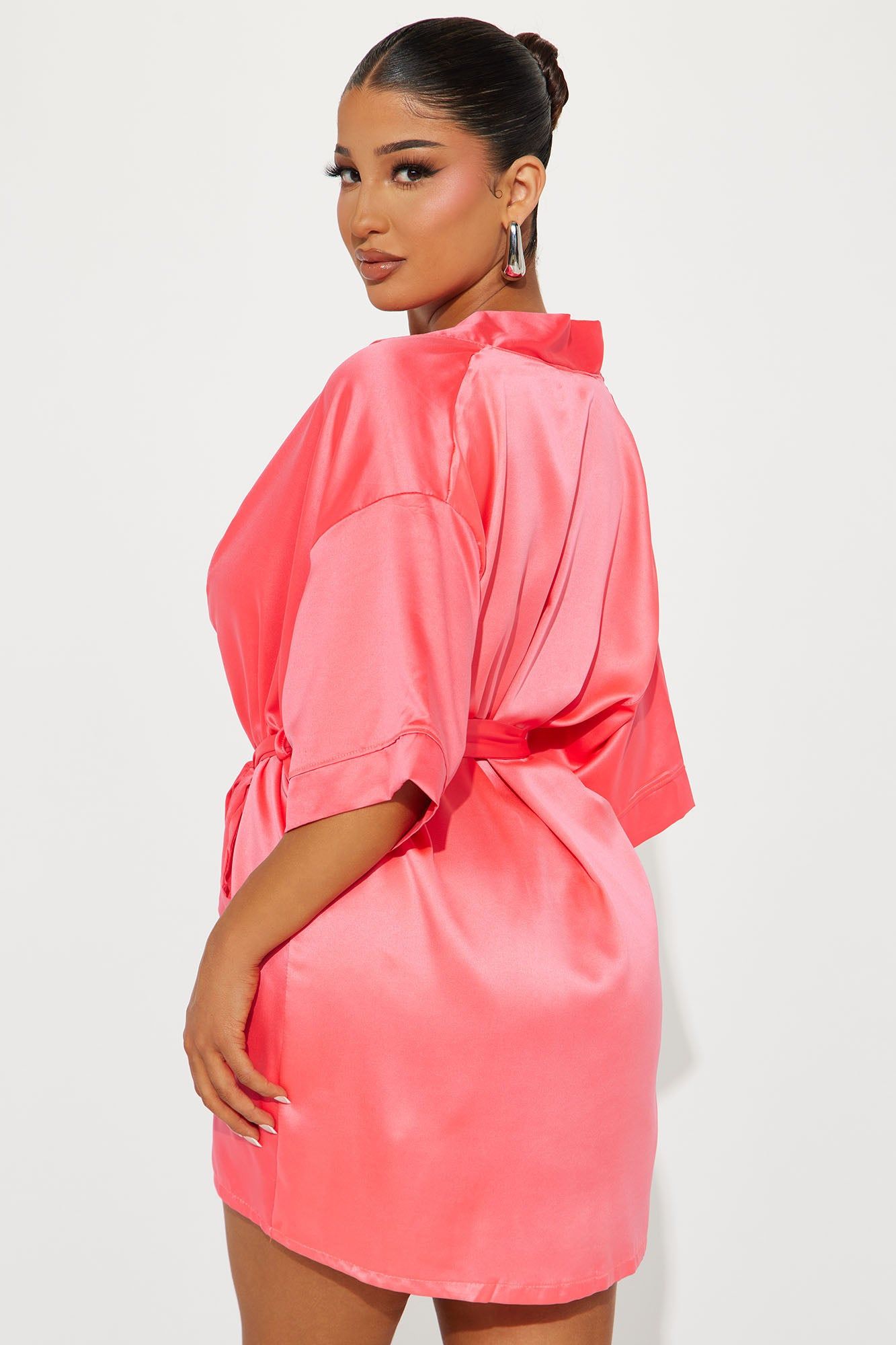 Getting Ready For You Satin Robe - Hot Pink sold by Fashion Nova product image thumbnail 3