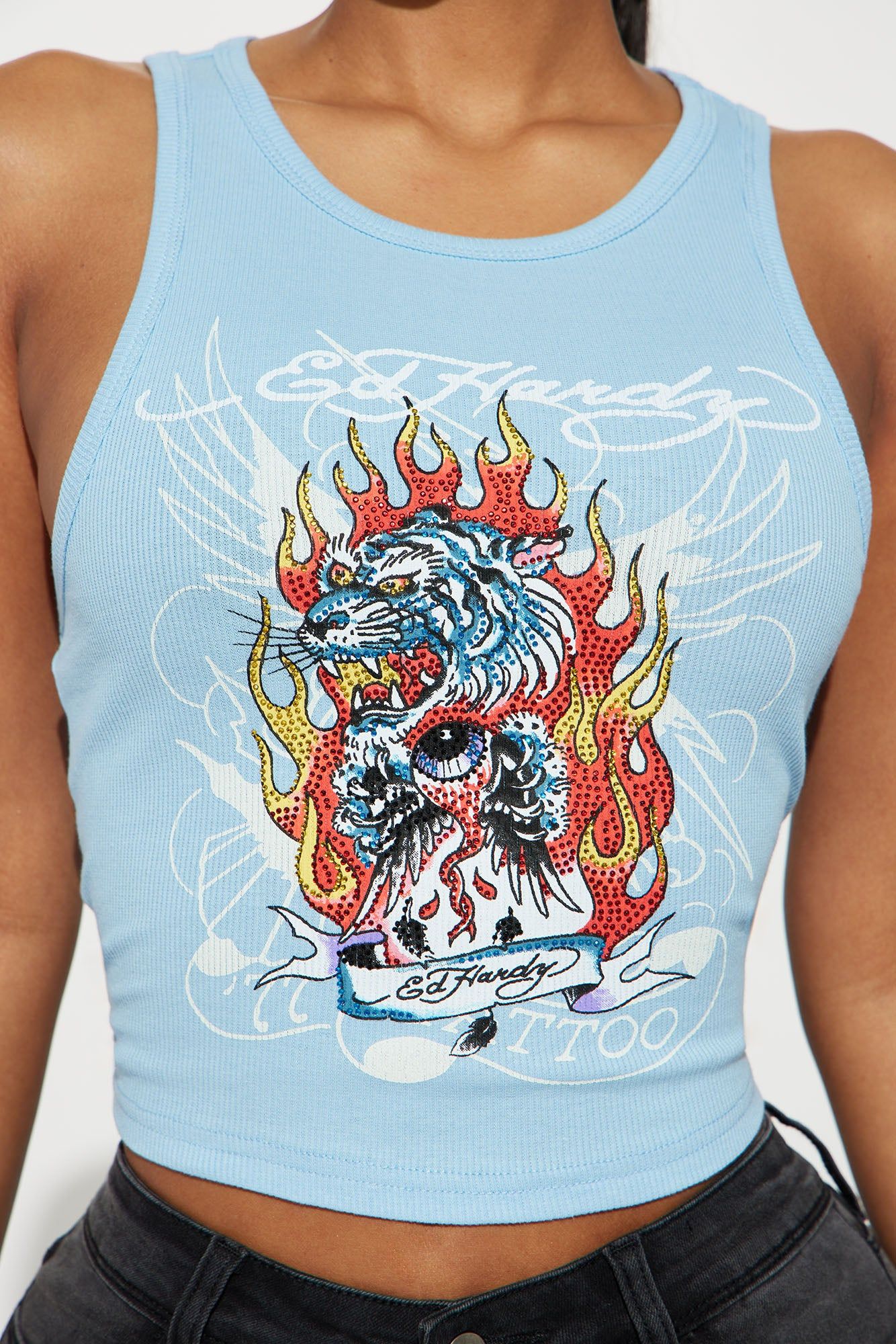 Ed Hardy Tiger Flame Tank Top - Blue sold by Fashion Nova product image thumbnail 4