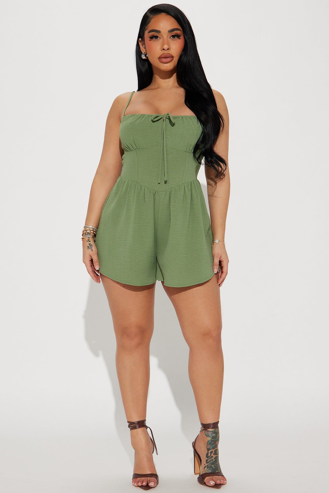 The Love Galore Romper - Sage sold by Fashion Nova