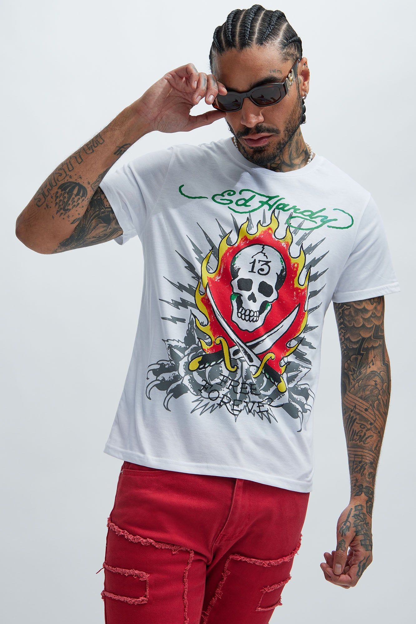 Ed Hardy Cloud Dancer Short Sleeve Tee - White sold by Fashion Nova