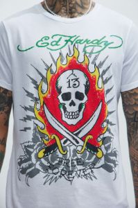Ed Hardy Cloud Dancer Short Sleeve Tee - White sold by Fashion Nova