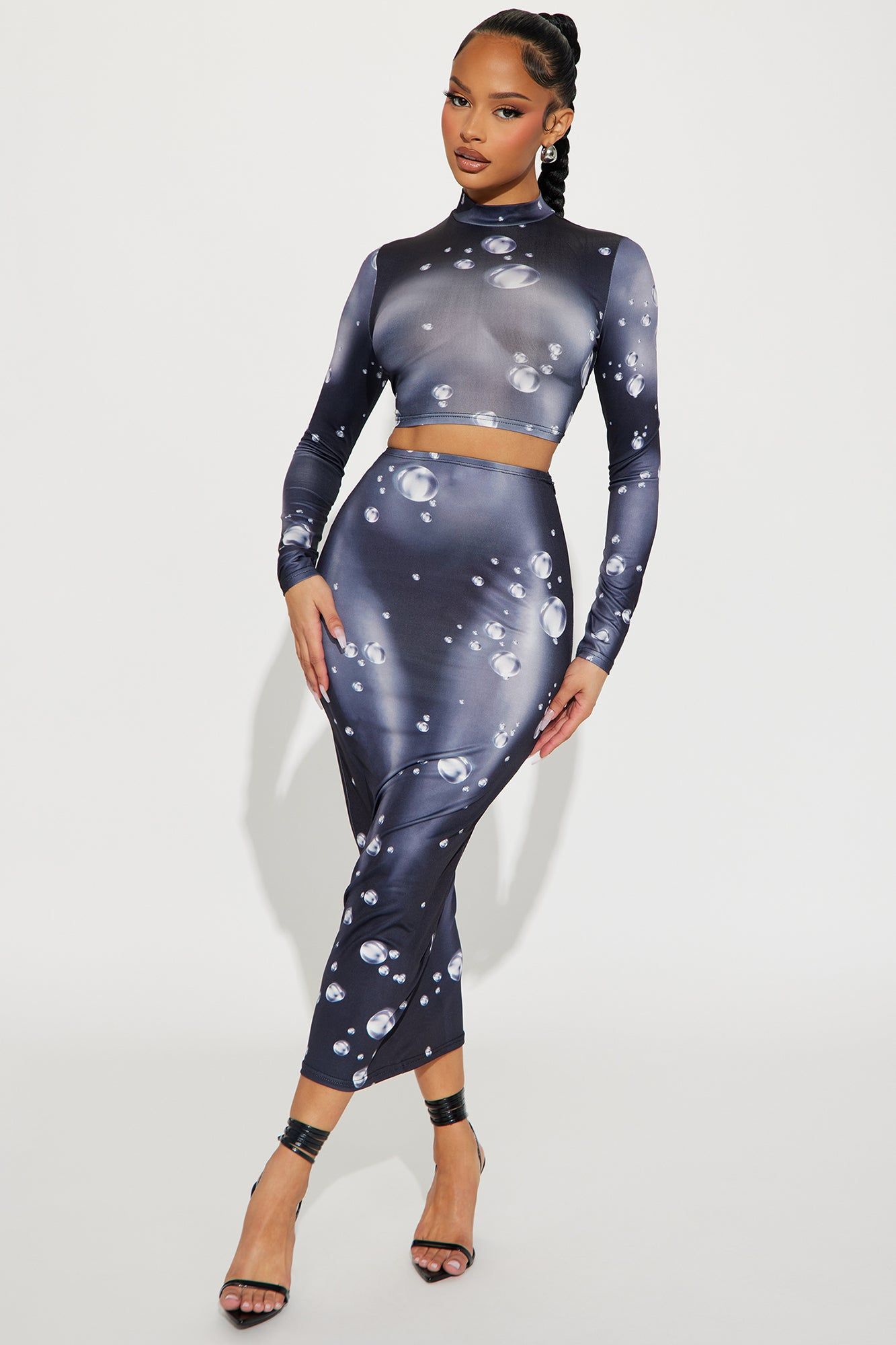 Bubbling Up Skirt Set - Black/combo sold by Fashion Nova