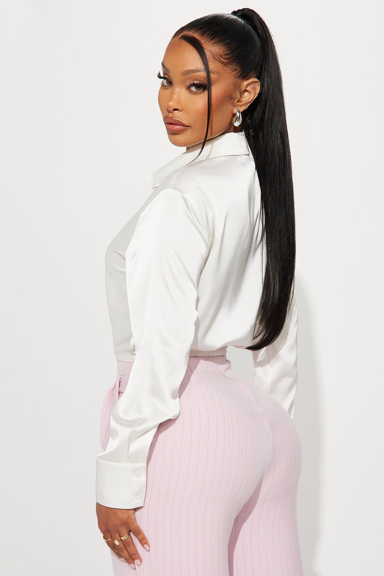 Shelly Satin Blouse Top - Ivory sold by Fashion Nova product image thumbnail 3
