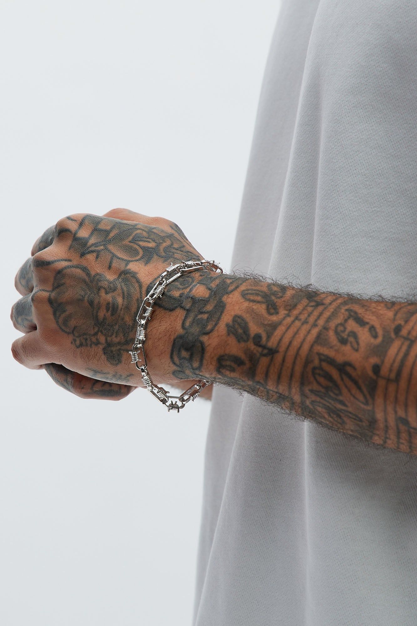 Barbed Wire Chain Bracelet - Silver sold by Fashion Nova