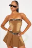 Out West Denim Micro Mini Dress - Brown sold by Fashion Nova
